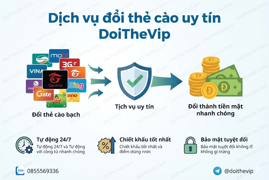 Dịch vụ đổi thẻ cào uy tín DoiTheVip