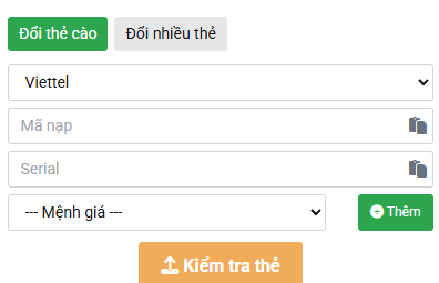 Đổi thẻ cào tại DoiTheVip
