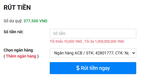 Rút tiền về ATM và ví điện tử